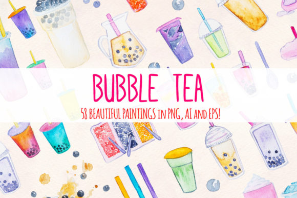 Bubble Tea Watercolour Graphic Element Bundle: A Creative Resource for Designers