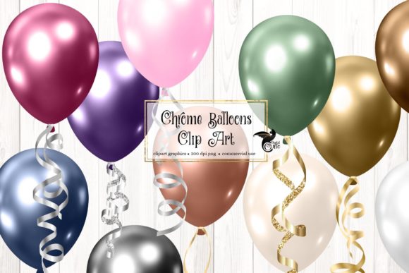 Chrome Balloons Clip Art: A Versatile Design Resource