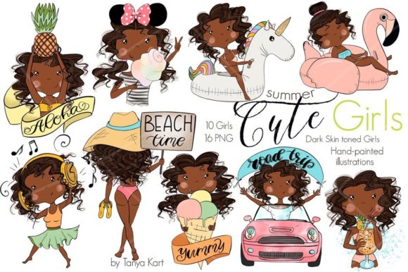Cute Summer African American Girls
