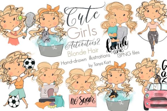 Girls Blonde Hair Planner Icons