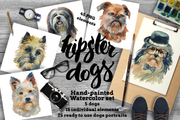 Hipster Dogs Watercolor Set: A Creative Resource for Artists and Designers