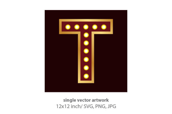 Lights Bulbs Inside Decorative Letter T: A Versatile Digital Design for Creative Projects