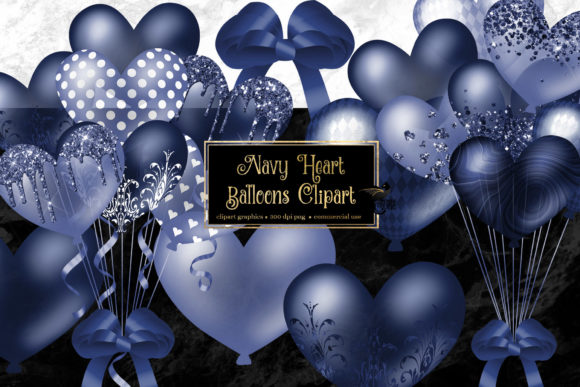 Navy Blue Heart Balloons Clipart: A Versatile Design Resource