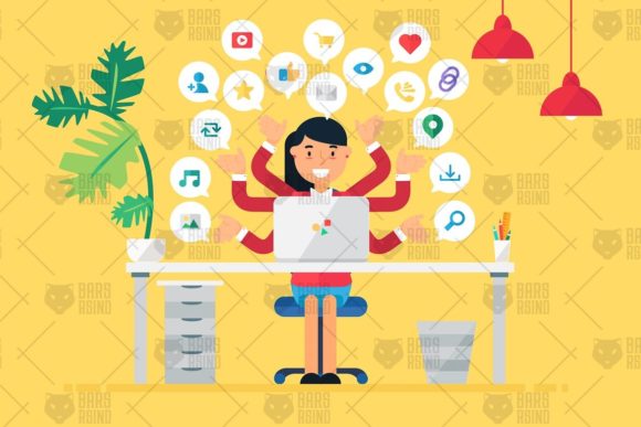 Online Business Workspace with Woman