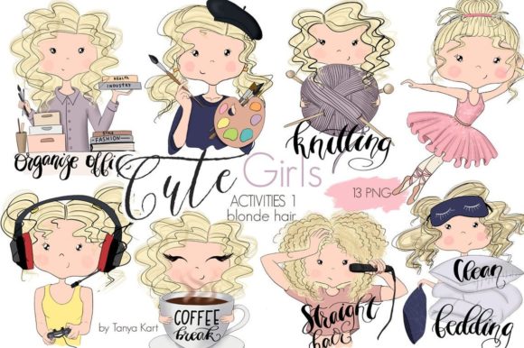 Planner Girls Icons Blonde Hair Sticker Overview