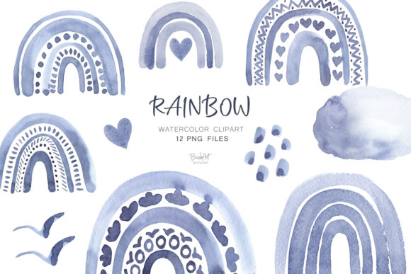Rainbow Indigo Watercolor Clipart: A Versatile Tool for Creative Professionals