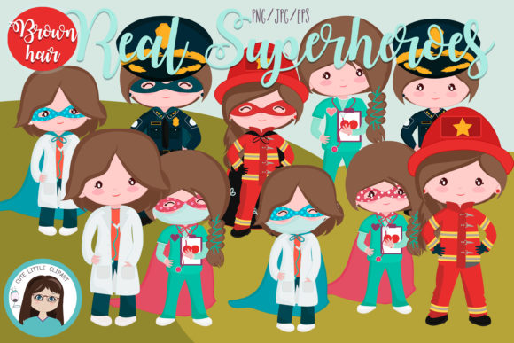 Real Superheroes Cliparts: Girls with Brown Hair Who Help Others Every Day