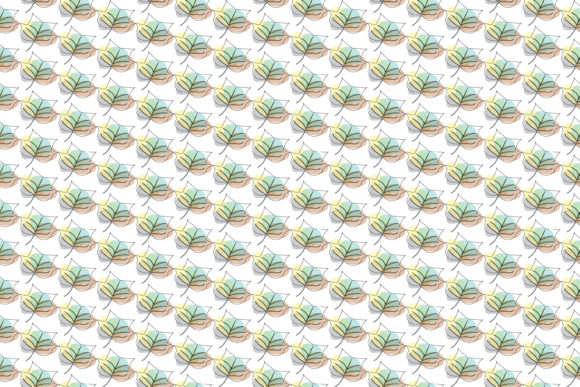 Seamless Pattern with Line Art Leaves