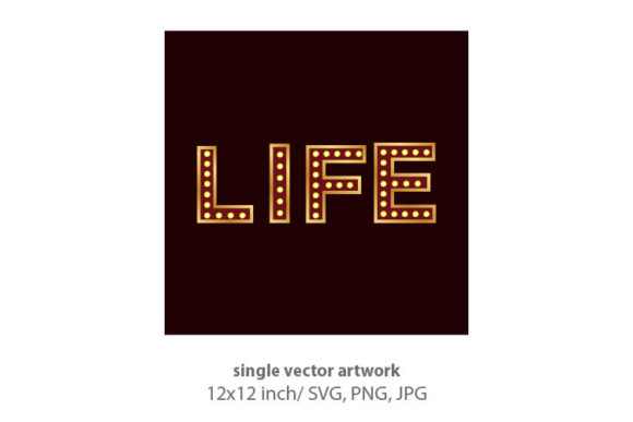 Typography Word LIFE with Lights Bulbs: A Versatile Digital Artwork for Creative Professionals