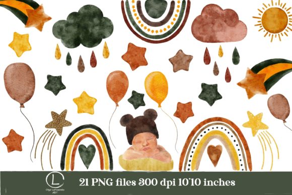 Watercolor Boho Baby Clipart: A Unique Addition to Creative Projects