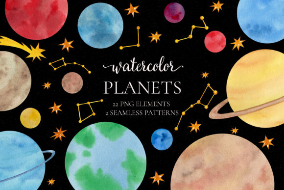 Watercolor Planets Collection: A Versatile Resource for Creative Projects
