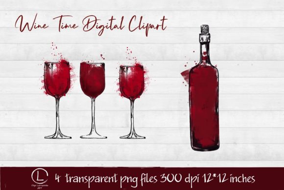 Wine Time Digital Clipart, Png 300 Dpi: A Versatile Resource for Creative Projects